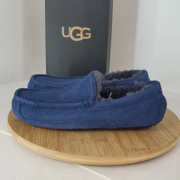 UGG Ascot Slipper Deep Ocean Suede Wool Comfort Loafer Men's US 8/ EU 41 NIB